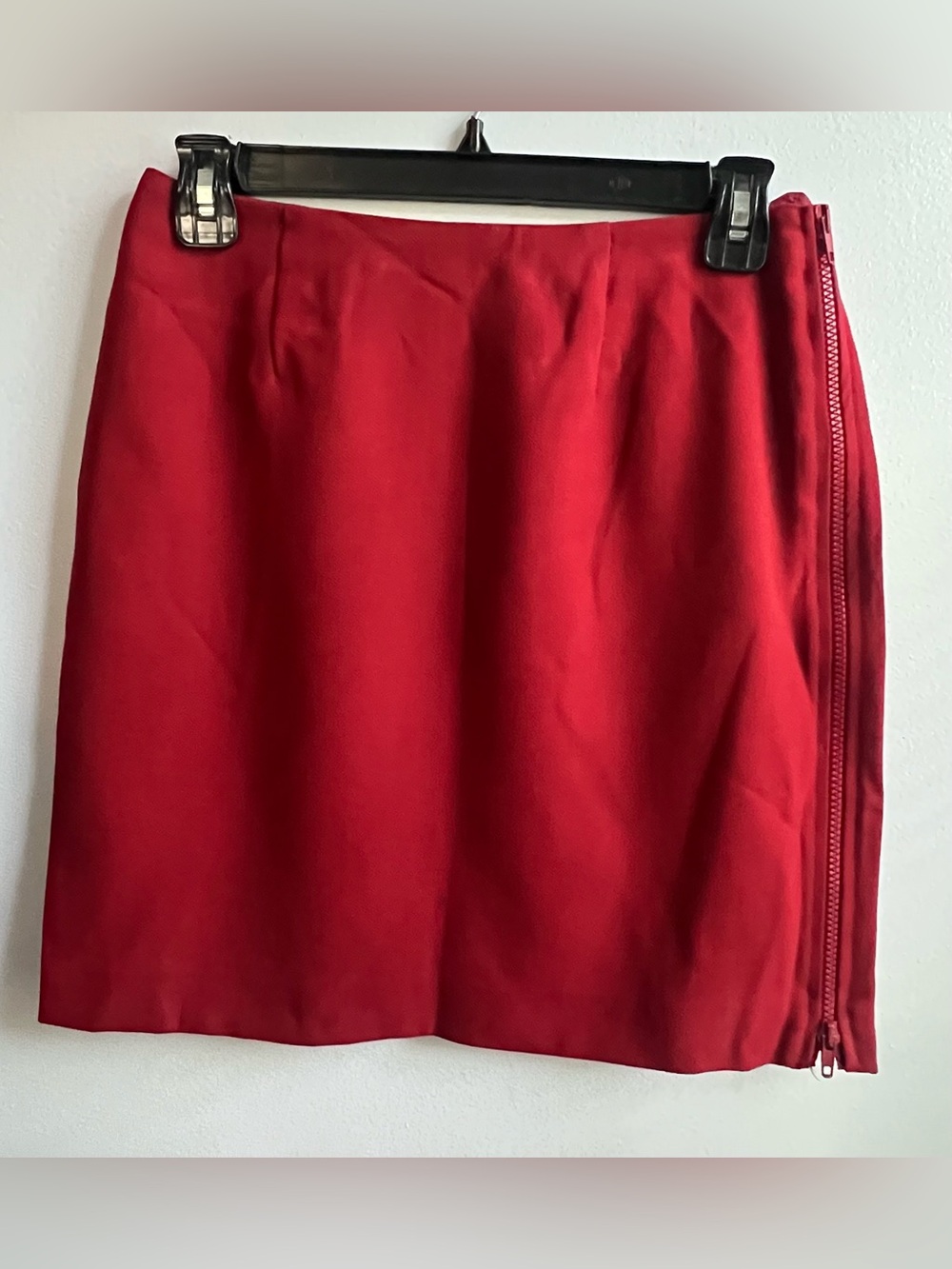 Vintage Emporio Armani Red Mini Skirt Wool Blend 90s size 6